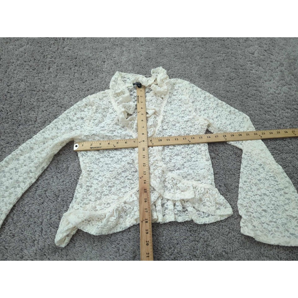 Wild Fable Cardigan Womens S Lace Ruffle Flare Sheere See Thru Retro Boho Y2k - Picture 3 of 7